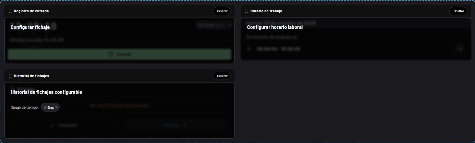 Configuración real de los widgets del portal del empleado de LapsoJob.